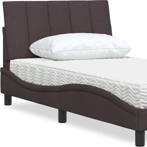vidaXL Lit avec matelas Hanko brun foncé 100x200 cm Tissu