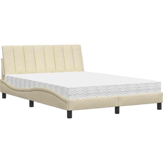 vidaXL Lit avec matelas Hanko Crème 120x200 cm Tissu
