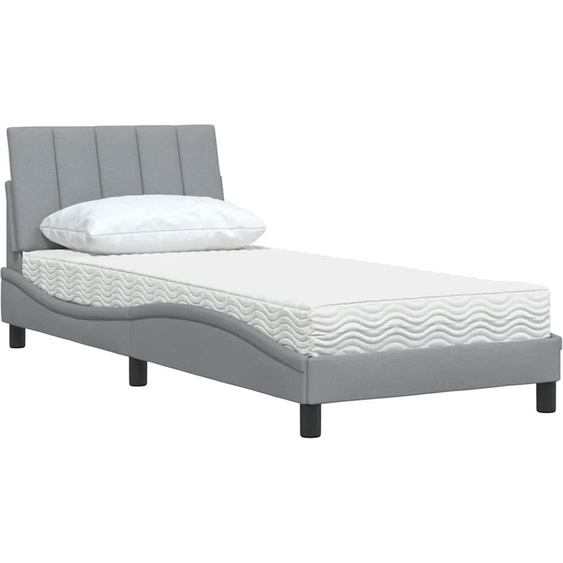 vidaXL Lit avec matelas Hanko gris clair 90x190 cm Tissu