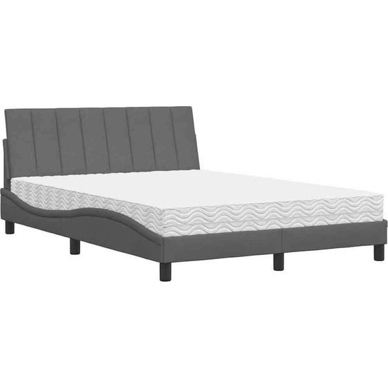 vidaXL Lit avec matelas Hanko gris foncé 120x200 cm Tissu