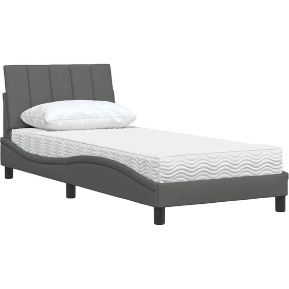 vidaXL Lit avec matelas Hanko gris foncé 80x200 cm Tissu