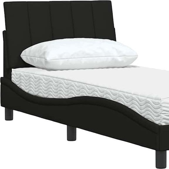 vidaXL Lit avec matelas Hanko noir 90x200 cm Tissu