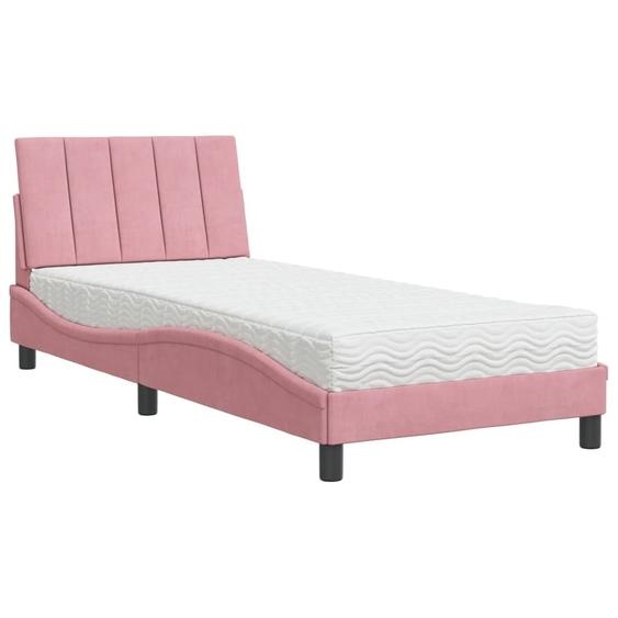vidaXL Lit avec matelas Hanko rose 80x200 cm velours