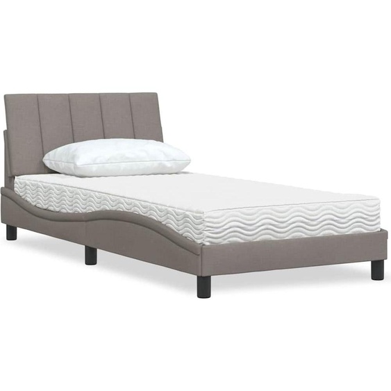 vidaXL Lit avec matelas Hanko Taupe 100x200 cm Tissu