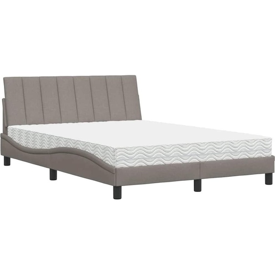 vidaXL Lit avec matelas Hanko Taupe 140x190 cm Tissu