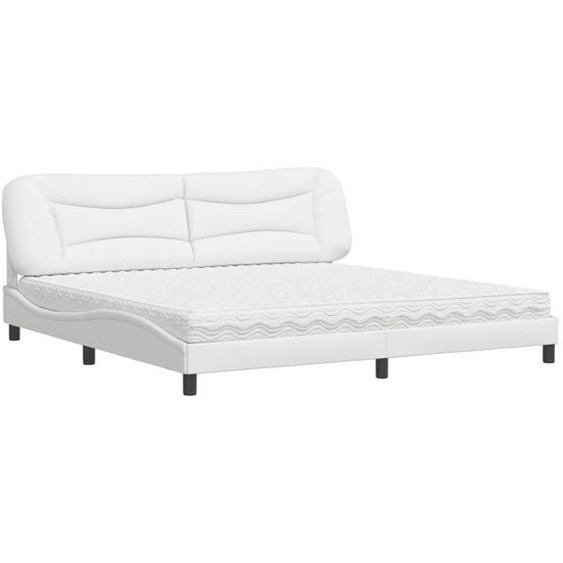 vidaXL Lit avec matelas Hvar blanc 200x200 cm similicuir
