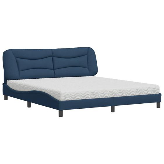 vidaXL Lit avec matelas Hvar bleu 180x200 cm Tissu