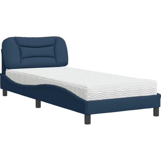 vidaXL Lit avec matelas Hvar bleu 90x200 cm Tissu