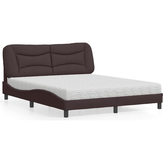 vidaXL Lit avec matelas Hvar brun foncé 160x200 cm Tissu