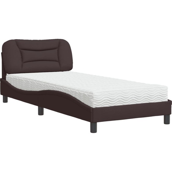 vidaXL Lit avec matelas Hvar brun foncé 90x200 cm Tissu