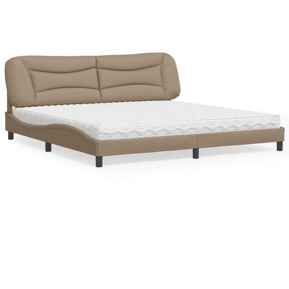 vidaXL Lit avec matelas Hvar Cappuccino-Brun 200x200 cm Similicuir