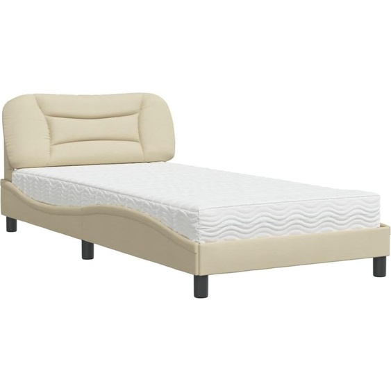 vidaXL Lit avec matelas Hvar Crème 100x200 cm Tissu