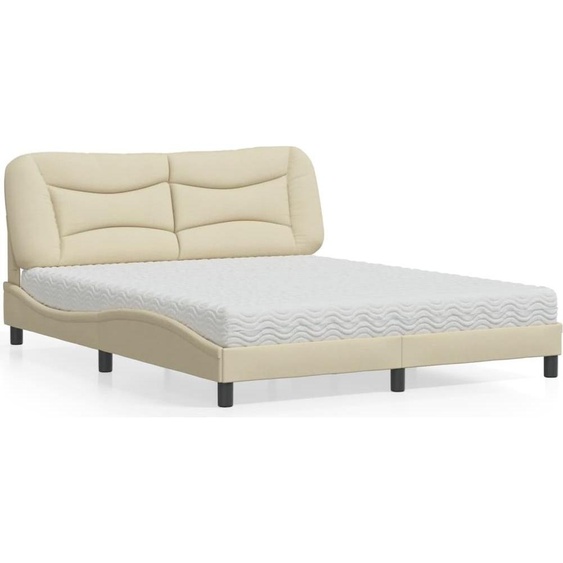 vidaXL Lit avec matelas Hvar Crème 160x200 cm Tissu