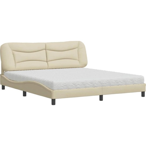 vidaXL Lit avec matelas Hvar Crème 180x200 cm Tissu