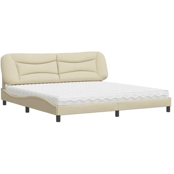 vidaXL Lit avec matelas Hvar Crème 200x200 cm Tissu
