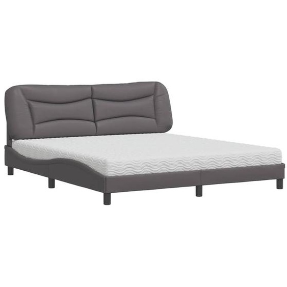 vidaXL Lit avec matelas Hvar Gris 180x200 cm Similicuir