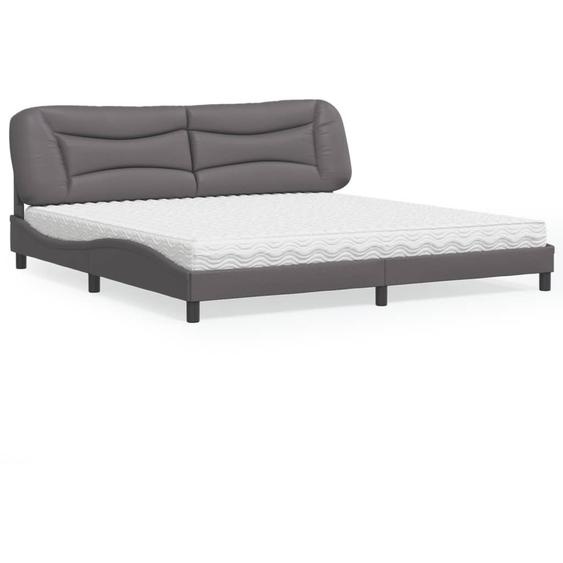vidaXL Lit avec matelas Hvar Gris 200x200 cm Similicuir