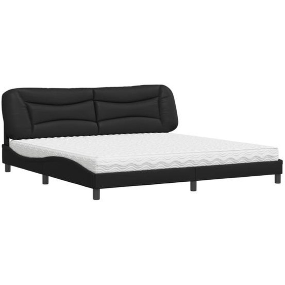 vidaXL Lit avec matelas Hvar noir 200x200 cm simili-cuir