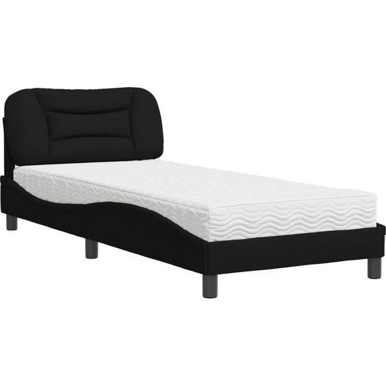 vidaXL Lit avec matelas Hvar noir 80x200 cm Tissu