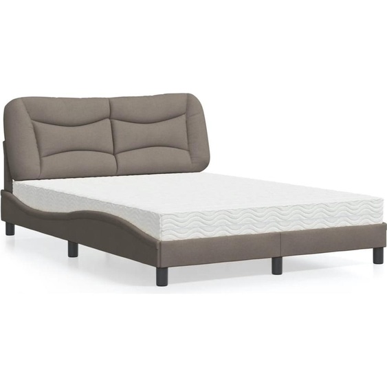vidaXL Lit avec matelas Hvar Taupe 120x200 cm Tissu