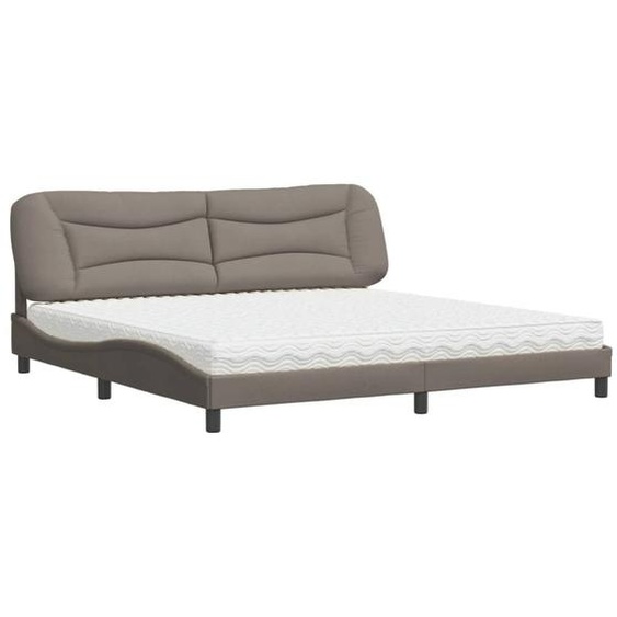 vidaXL Lit avec matelas Hvar Taupe 200x200 cm Tissu