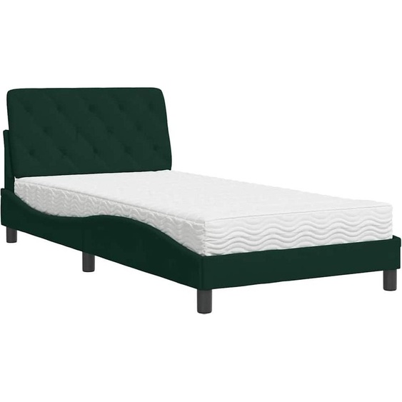 vidaXL Lit avec matelas vert foncé 100x200 cm velours