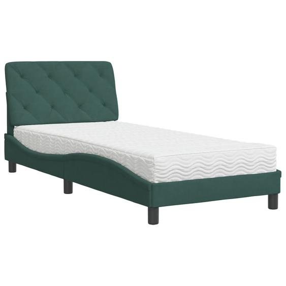 vidaXL Lit avec matelas vert foncé 80x200 cm velours
