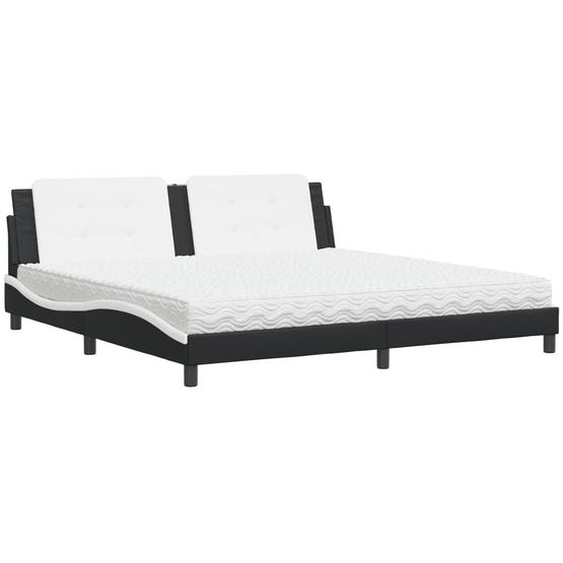 vidaXL Lit avec matelas Zadar noir et blanc 200x200 cm simili-cuir