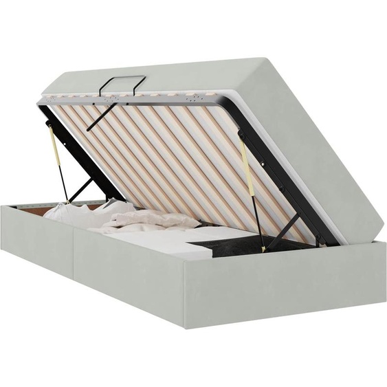 vidaXL Lit avec rangement et matelas Gris clair 90 x 200 cm Velours