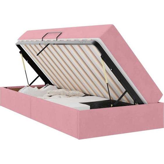 vidaXL Lit avec rangement et matelas Rose 90 x 200 cm Velours