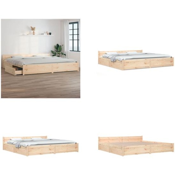 vidaXL Lit avec tiroirs 200x200 cm - Cadre de lit - Lit - Lit en bois