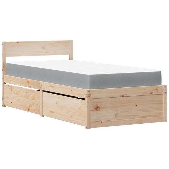 vidaXL Lit avec tiroirs et matelas 90x190 pin massif