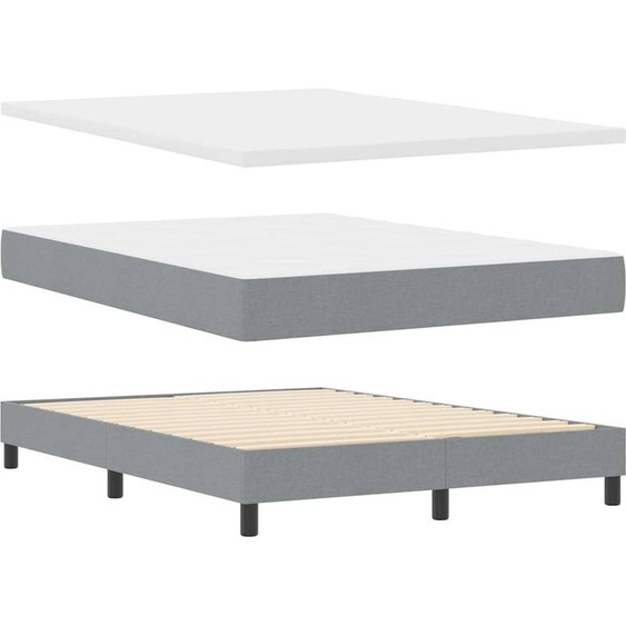vidaXL Lit boxspring avec matelas avec matelas gris clair 140 x 190 cm