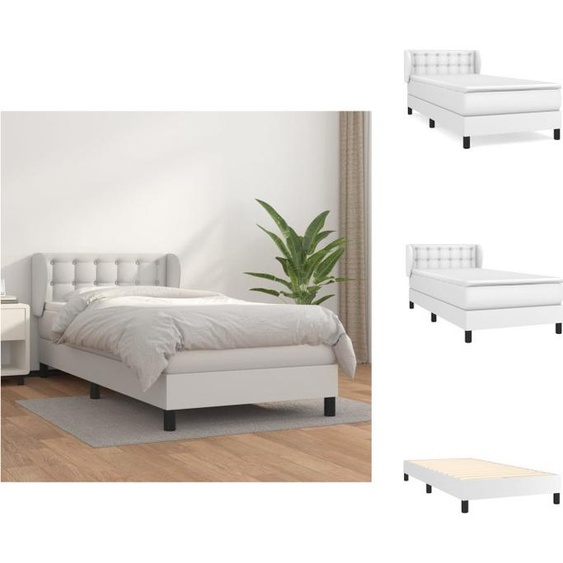 vidaXL Lit Boxspring avec matelas Blanc 100x200 cm Similicuir - Lits et Sommiers