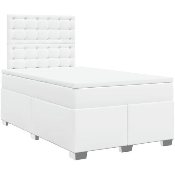 vidaXL Lit boxspring avec matelas blanc 120x190 cm similicuir