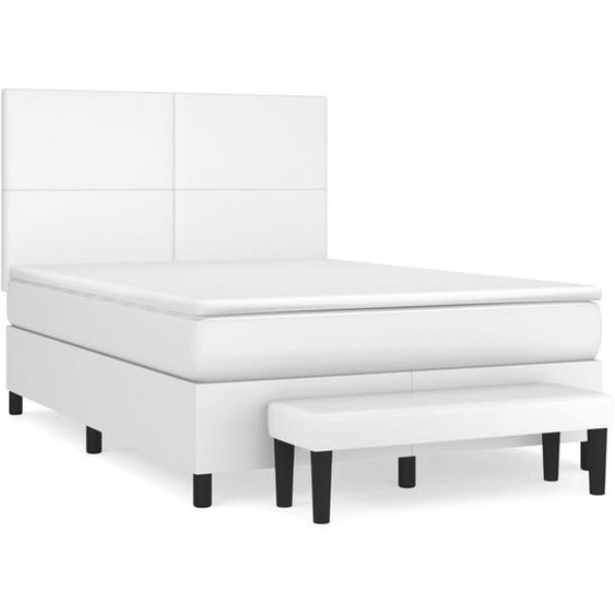 vidaXL Lit boxspring avec matelas blanc 140x190 cm similicuir