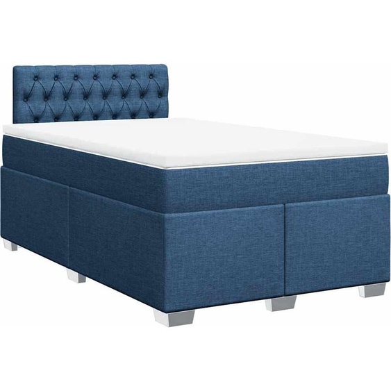 vidaXL Lit boxspring avec matelas bleu 120x190 cm Tissu