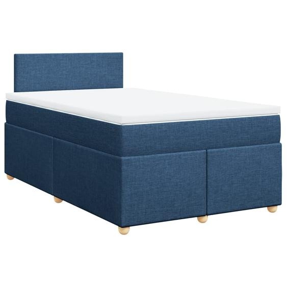 vidaXL Lit boxspring avec matelas bleu 120x190 cm Tissu