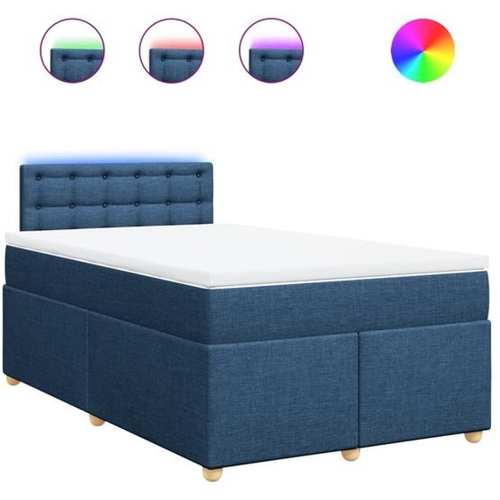 vidaXL Lit boxspring avec matelas bleu 120x190 cm Tissu