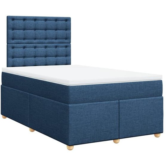 vidaXL Lit boxspring avec matelas bleu 120x200 cm Tissu