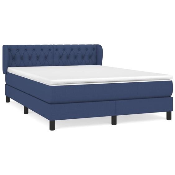 vidaXL Lit boxspring avec matelas bleu 140x190 cm Tissu