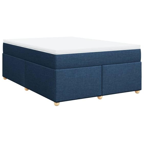 vidaXL Lit boxspring avec matelas bleu 140x200 cm Tissu