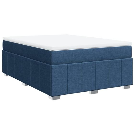 vidaXL Lit boxspring avec matelas bleu 140x200 cm Tissu