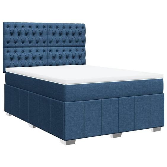 vidaXL Lit boxspring avec matelas bleu 140x200 cm Tissu