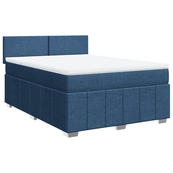 vidaXL Lit boxspring avec matelas bleu 140x200 cm Tissu