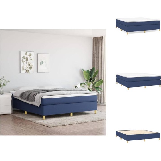 vidaXL Lit Boxspring avec matelas Bleu 160x200 cm Tissu - Lits et Sommiers