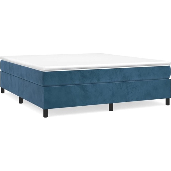 vidaXL Lit boxspring avec matelas bleu foncé 160x200 cm velours