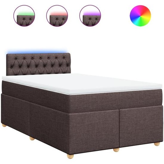 vidaXL Lit boxspring avec matelas brun foncé 120x190 cm Tissu