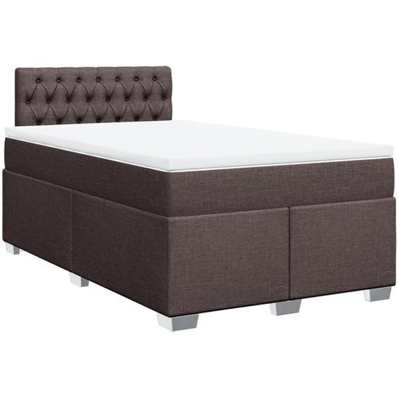 vidaXL Lit boxspring avec matelas brun foncé 120x190 cm Tissu