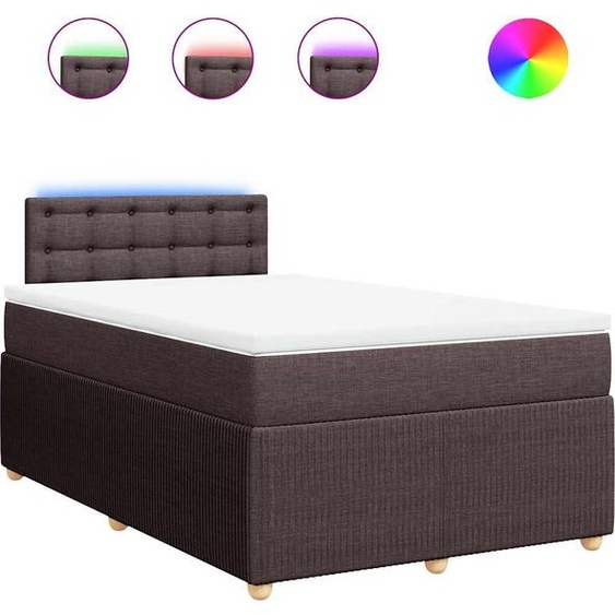 vidaXL Lit boxspring avec matelas brun foncé 120x190 cm Tissu